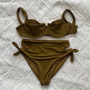 L*SPACE olive green high waisted bikini set